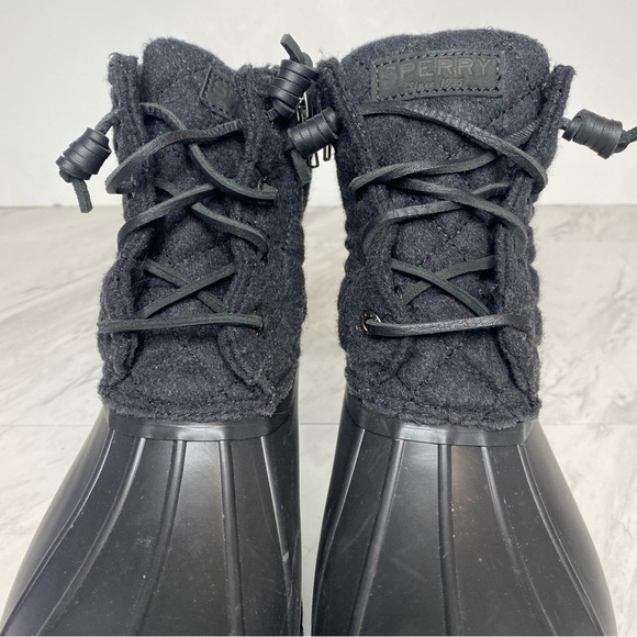 Sperry Saltwater Waterproof Duck Black Boot 8 1/2 W - Picture 10 of 15
